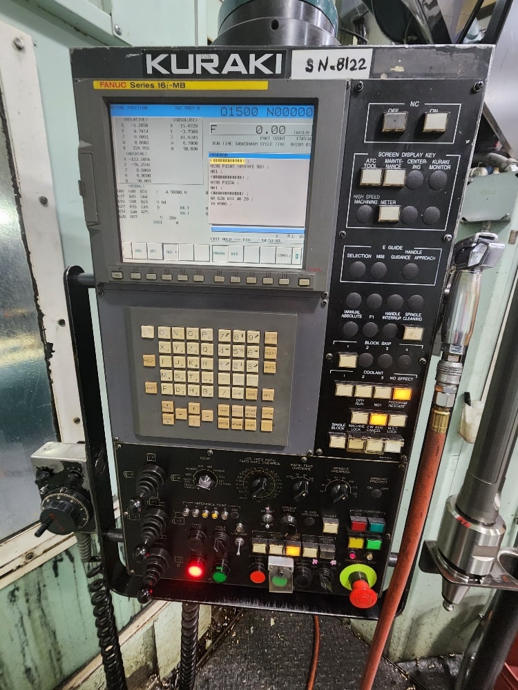 Kuraki KBT 13EA CNC Boring Mill, 2003 - Fanuc Control, 4k RPM, Chip Conveyor, 1000 PSI TSC - Image 6