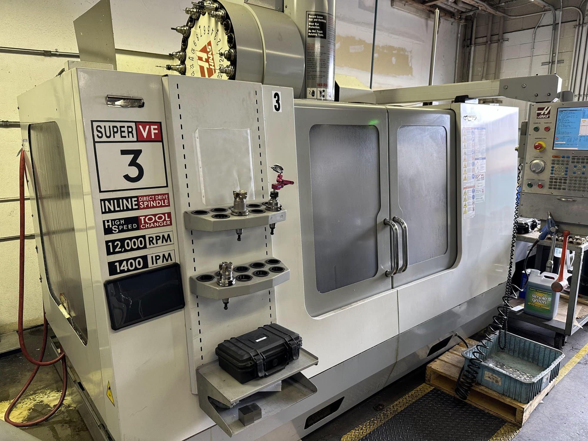 Haas VF-3SSAPC CNC VMC, 2009 - High Speed, Renishaw Probe, Riser Block, Chip Auger - Image 2