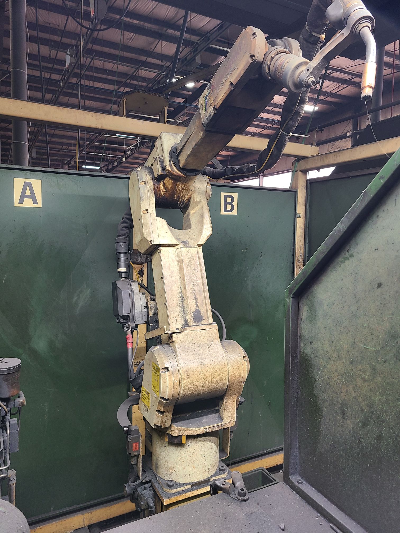Kawasaki Welding Cell, 1995- 2 Sister CA901AL Weld Robots, 3 Robots in Total