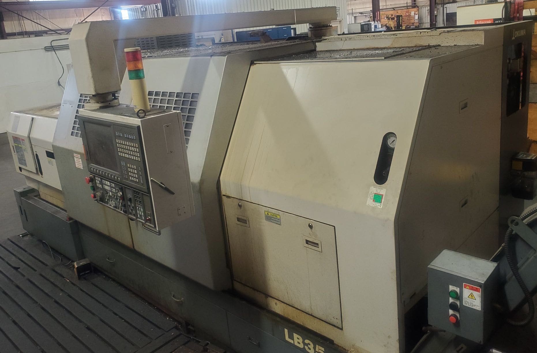 Okuma LB35-II CNC Lathe, 2007 - Chip Conveyor, Steady Rest, Extended Air Chuck - Image 2