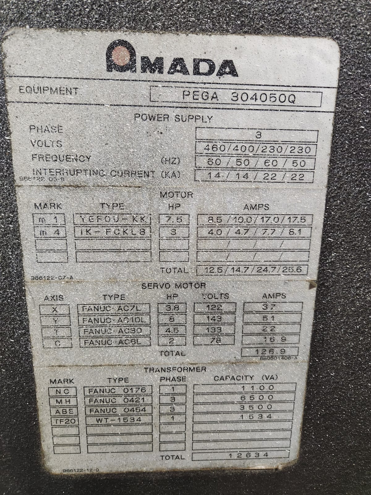 33 Ton Amada Pega 345Q Turret Punch, 1993 - Image 4