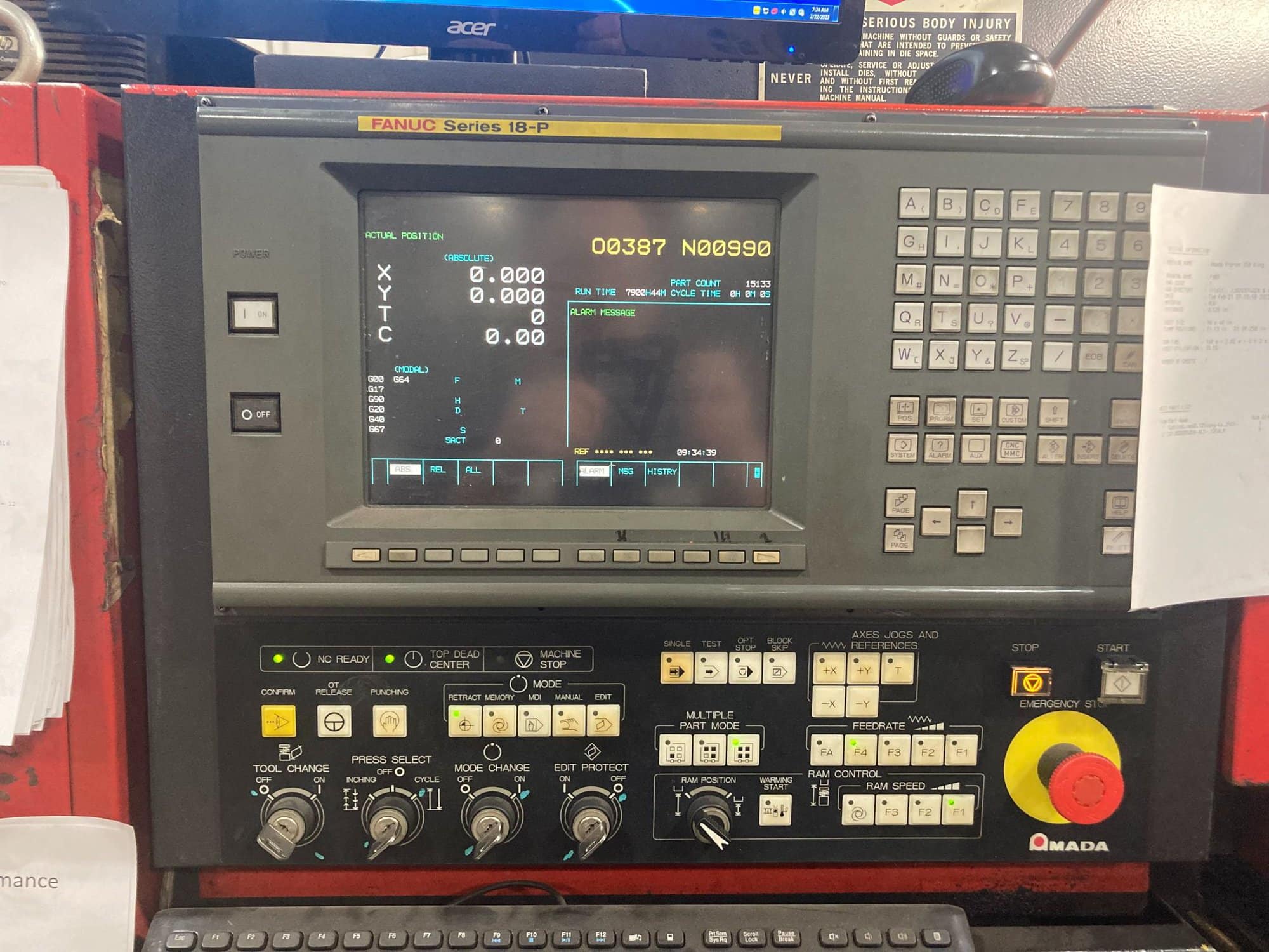 33 Ton Amada VIPROS 358 King II CNC Turret Punch, 1999 - Load/Unload, Chiller, Tool Sharpener - Image 18
