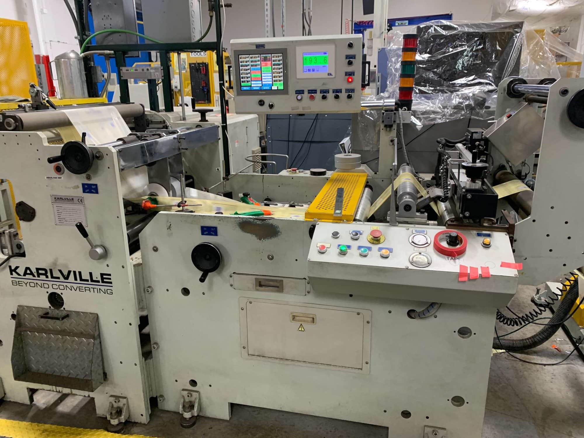 Karlville Seaming Machine For Shrink Labels, Unwind Unit, and Turret Rewind Unit, 2010