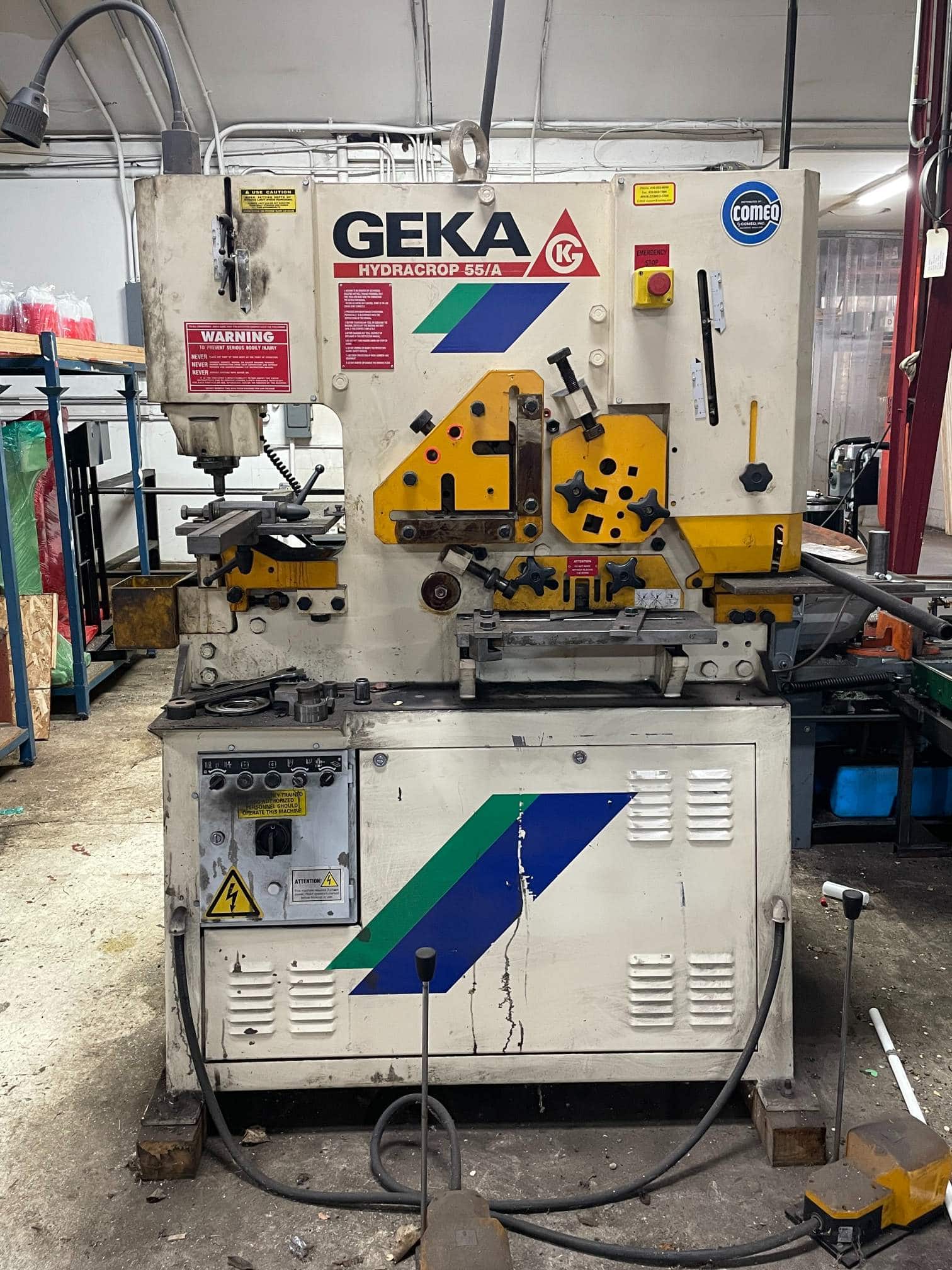 55 Ton Geka Hydracrop 55/A Ironworker, 2004 - 5 Different Workstations & 2 Cylinders to Complete 2 Different Tasks at Same Time!