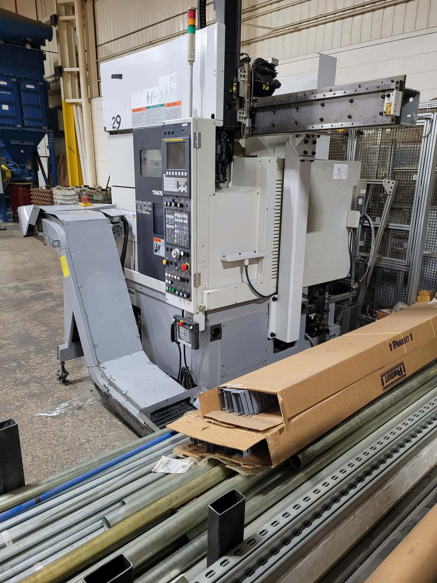 Takisawa TCC-2100G L2 CNC Lathe, 2017 - Fanuc Control, Chip Conveyor, Carousel Feeder - Image 2