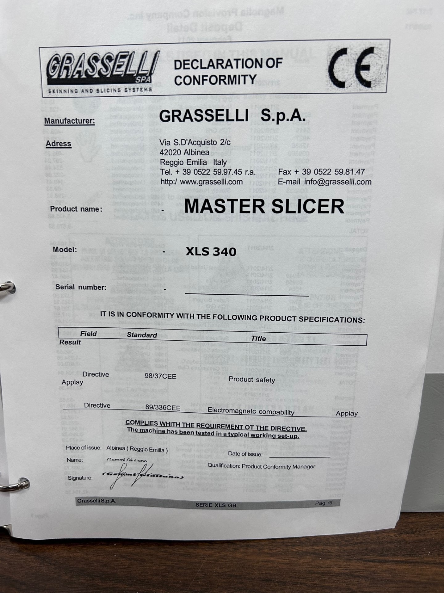 Grasselli XLS340 Meat Slicer, 2004 - Image 7