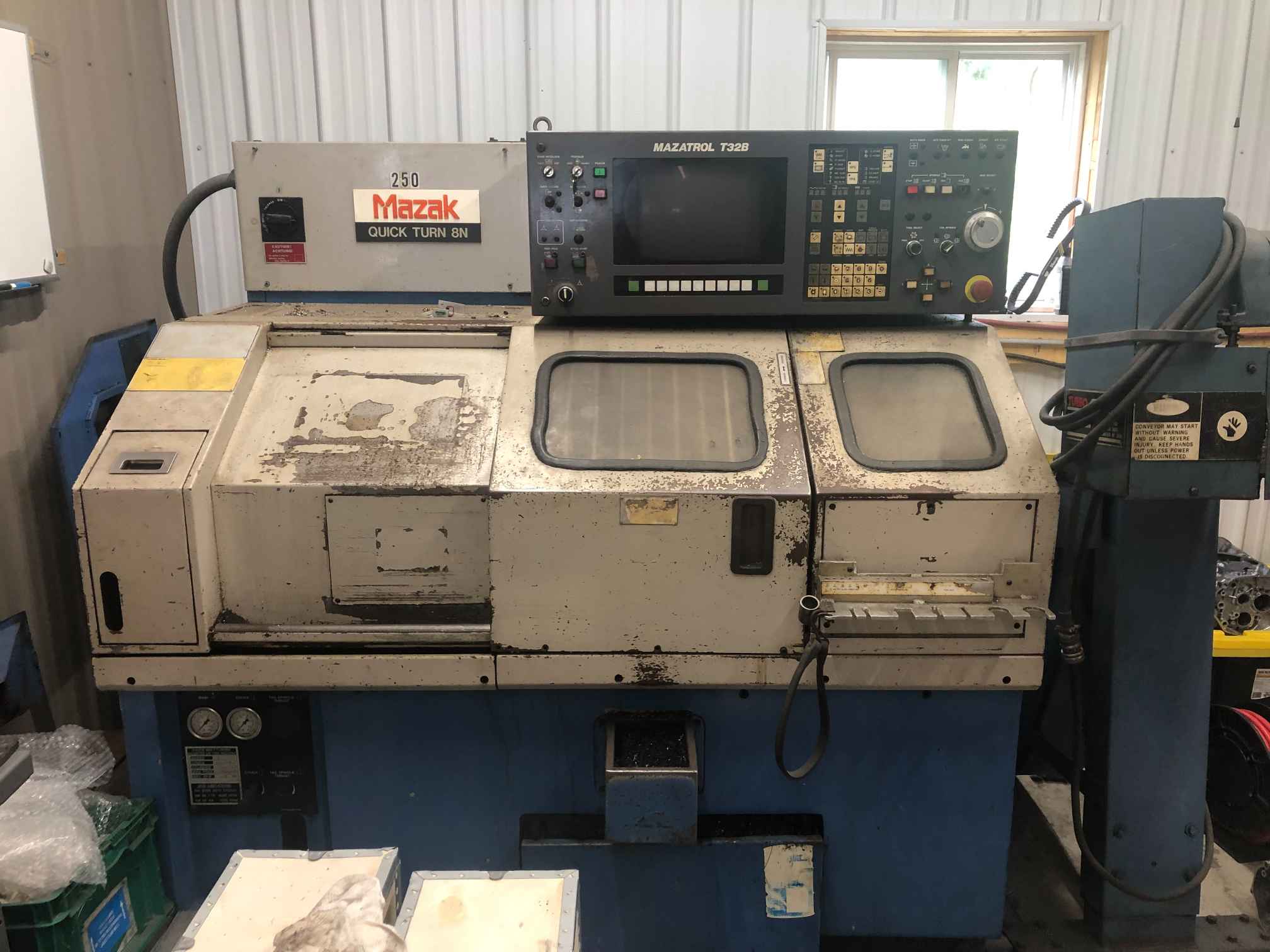 Mazak QT-8N CNC Lathe, 1994 - Tailstock Ready, Chip Conveyor