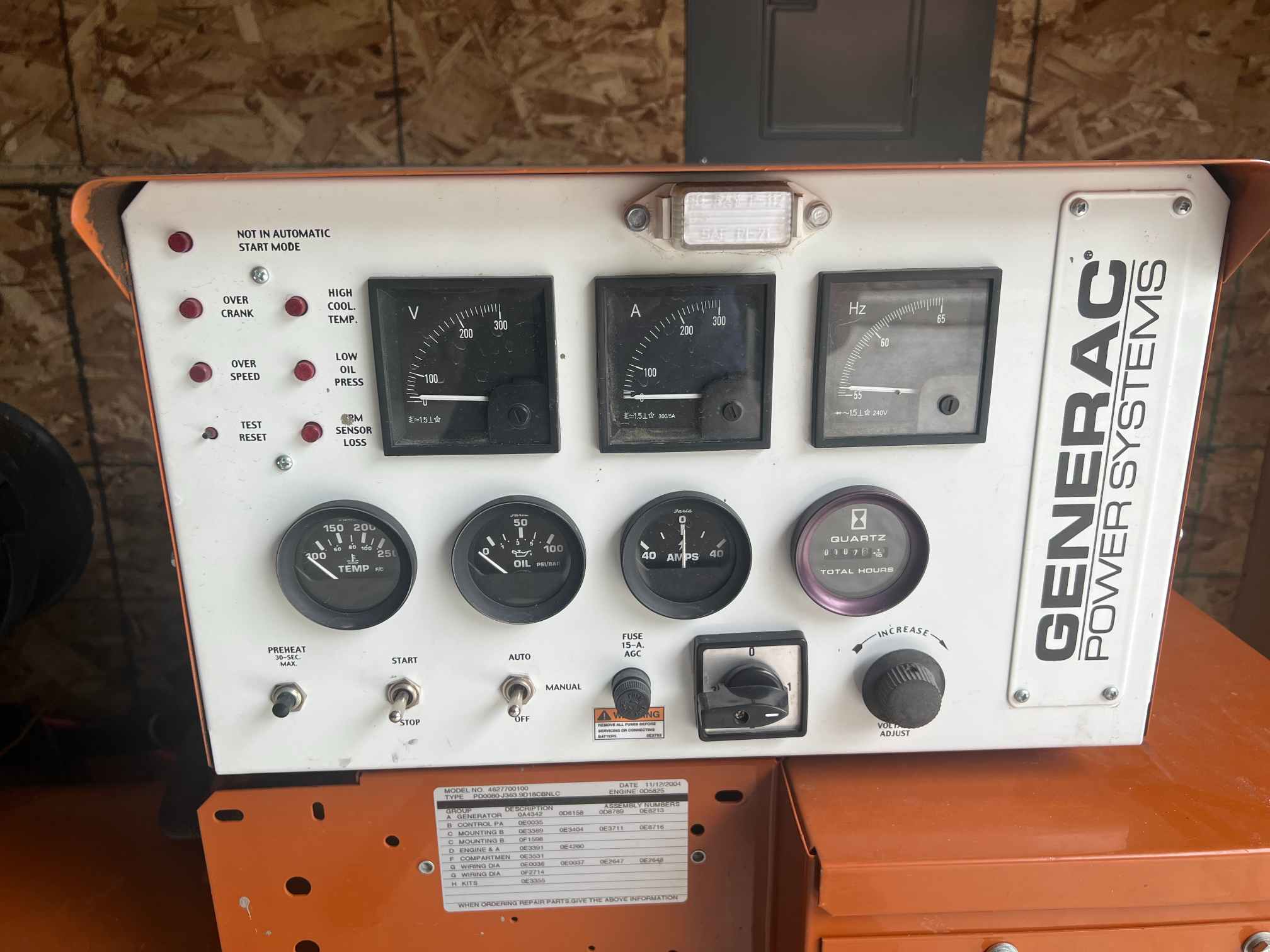 Generac Model 4627700100 80Kw Diesel Generator