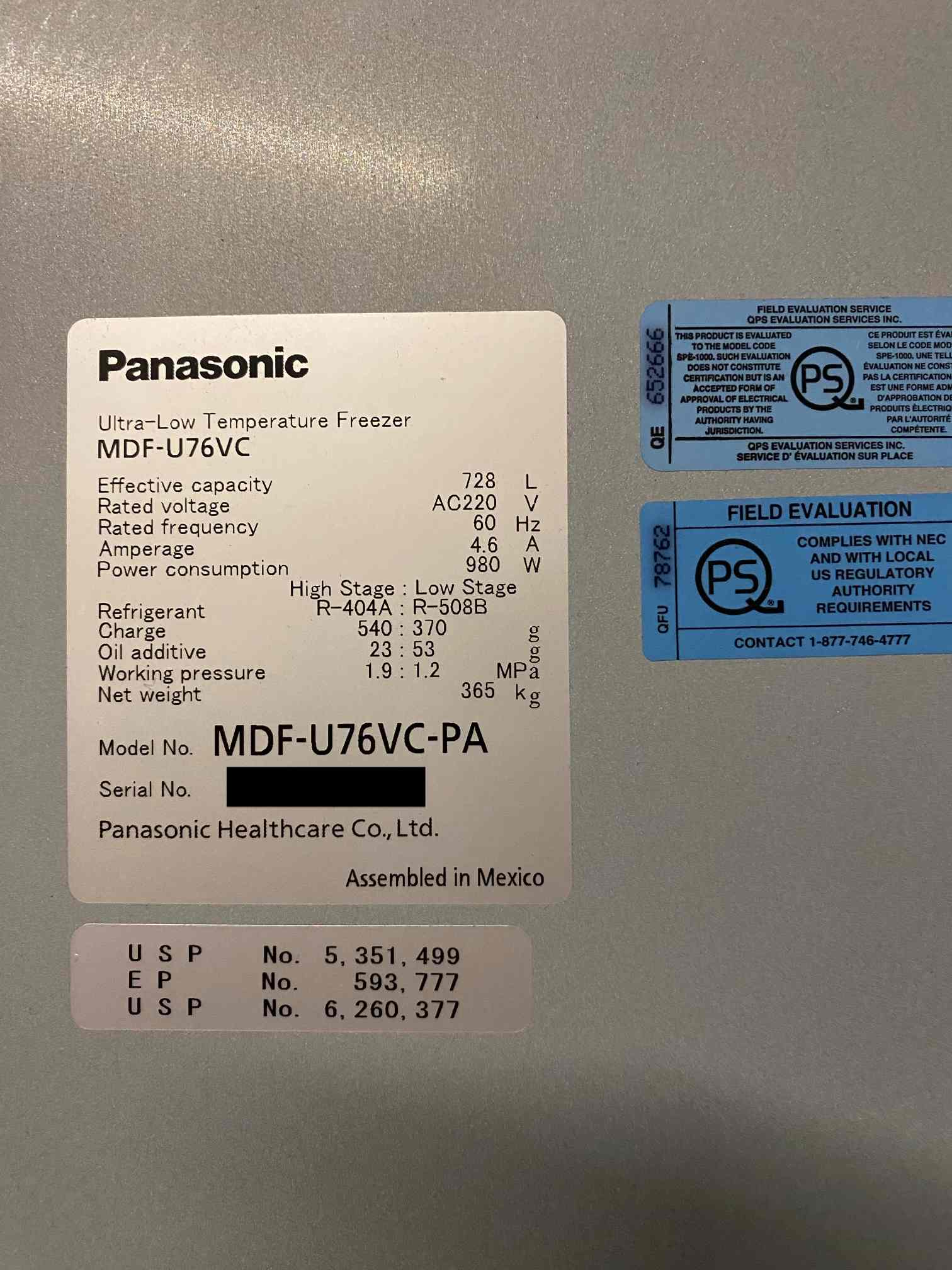 Panasonic MDF-U76VC Ultra-Low Temperature Freezer