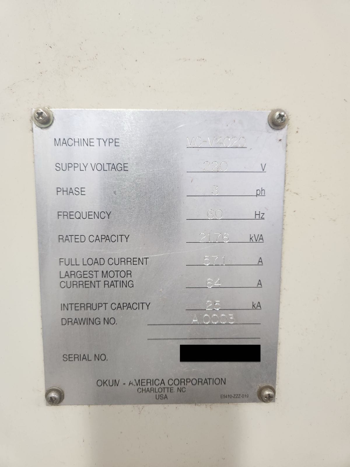 Okuma MC-V4020 VMC