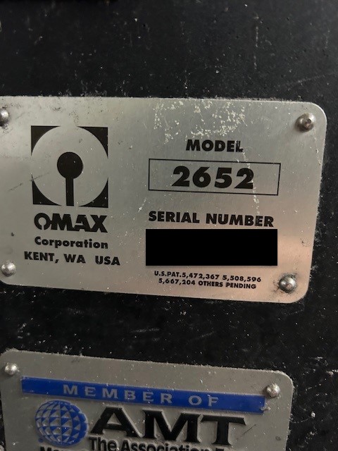 Omax 2652 waterjet