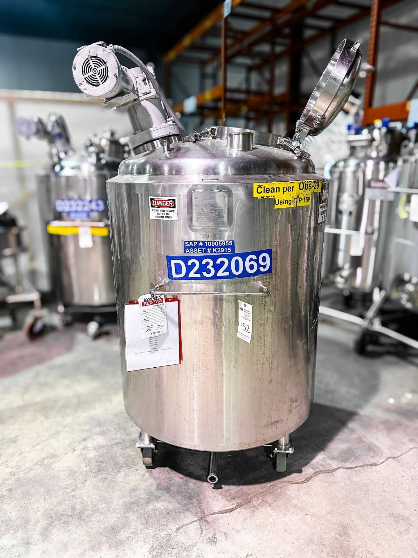 walker 316l ss 211 gallon 800 liter reactor agitated