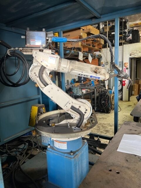 OTC Almega Arc Cell E-120 AX2 Robotic Weld Cell