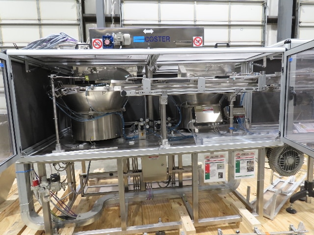 Coster CAP300 Cap Placing Line Aerosol Bottle Capper & Sorter with Feed Hopper