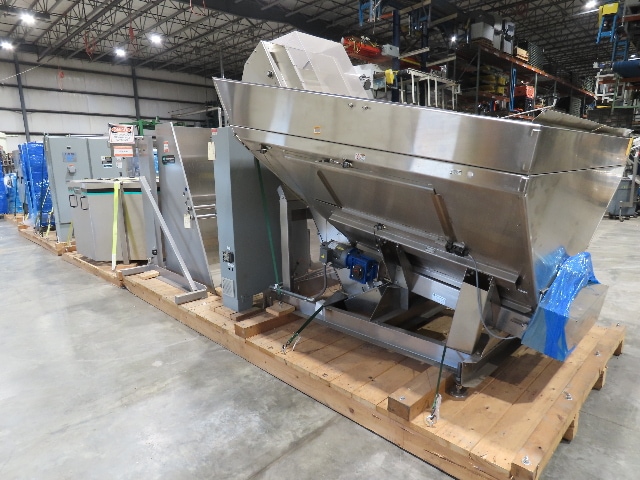 Shibuya Hoppmann Norwalt Aerosol Can Puck Sorter Inserter Line w/ Feeder Hopper