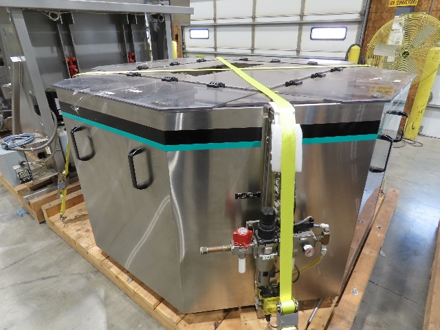 Shibuya Hoppmann Norwalt Aerosol Can Puck Sorter Inserter Line w/ Feeder Hopper