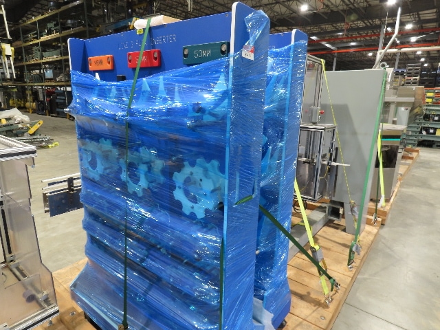 Shibuya Hoppmann Norwalt Aerosol Can Puck Sorter Inserter Line w/ Feeder Hopper