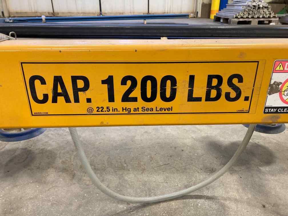 8' x 20' x 1,200 lbs Anver VPF 57 Sheet Lifter With L120M8 -1904/44 Frame