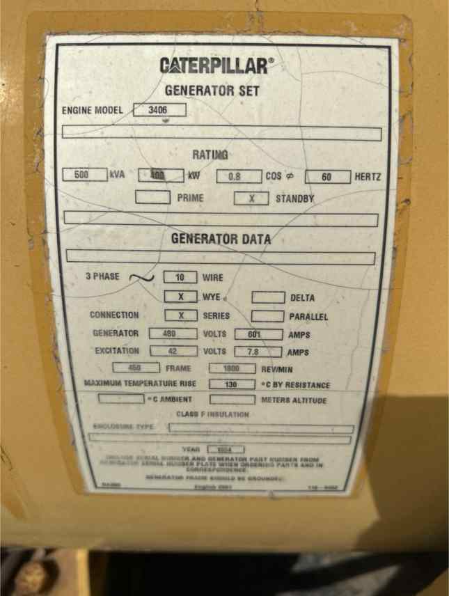 Caterpillar 3406-D1 Generator