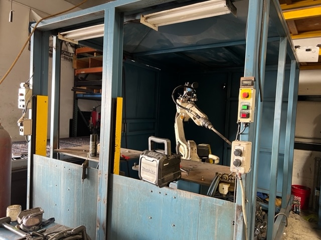 OTC Almega Arc Cell E-120 AX2 Robotic Weld Cell
