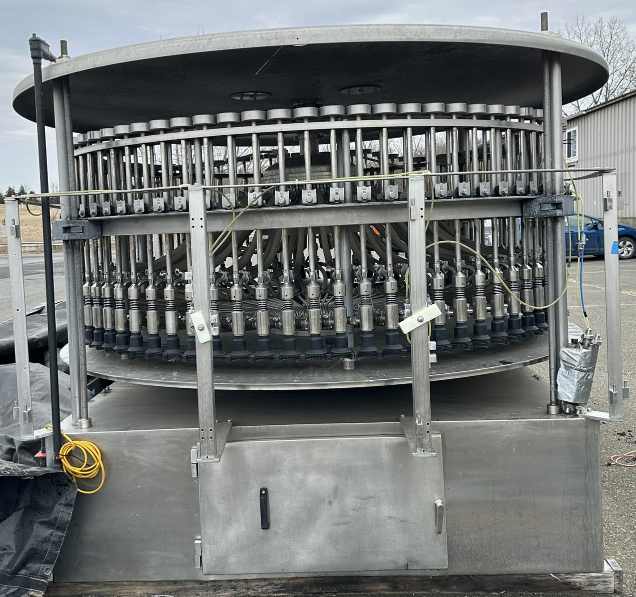 80 Head U.S. Bottlers Machinery Co. Gravity Liquid Filler Monoblock PGF-80