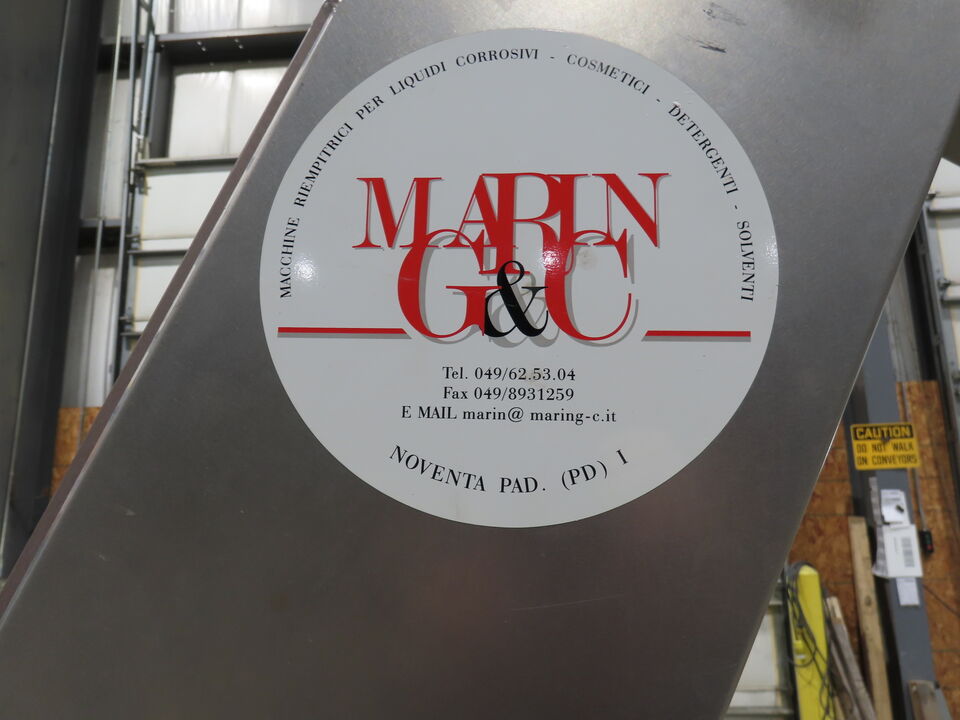 Marin G&C Bottle Cap Elevator Stainless Hopper 8" Incline Conveyor 2-15 FPM 480V