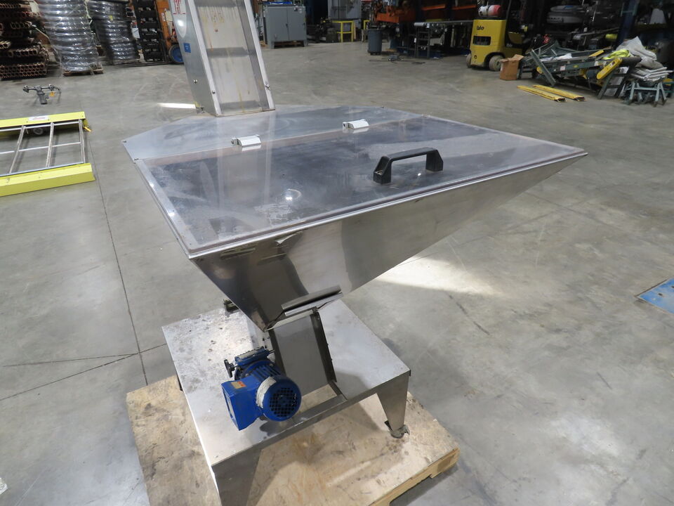 Marin G&C Bottle Cap Elevator Stainless Hopper 8" Incline Conveyor 2-15 FPM 480V