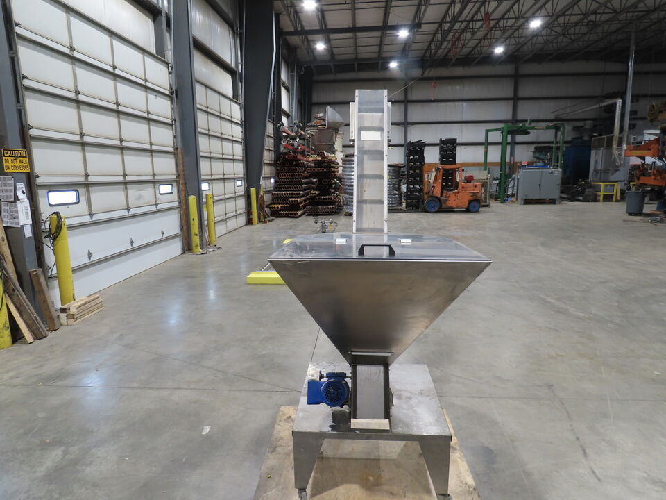 Marin G&C Bottle Cap Elevator Stainless Hopper 8" Incline Conveyor 2-15 FPM 480V