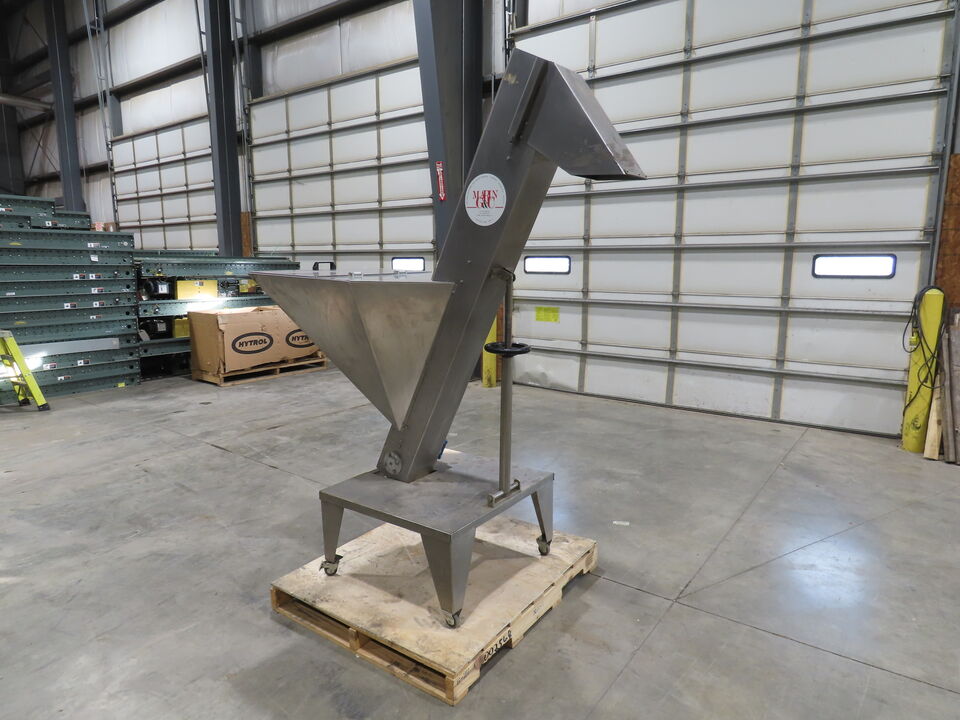 Marin G&C Bottle Cap Elevator Stainless Hopper 8" Incline Conveyor 2-15 FPM 480V