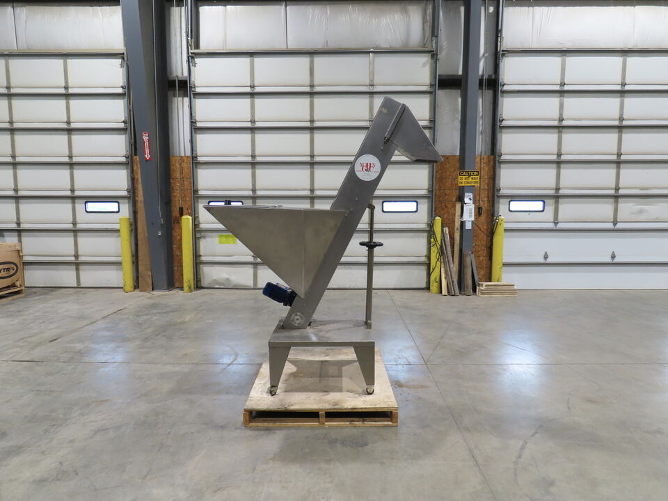 Marin G&C Bottle Cap Elevator Stainless Hopper 8" Incline Conveyor 2-15 FPM 480V