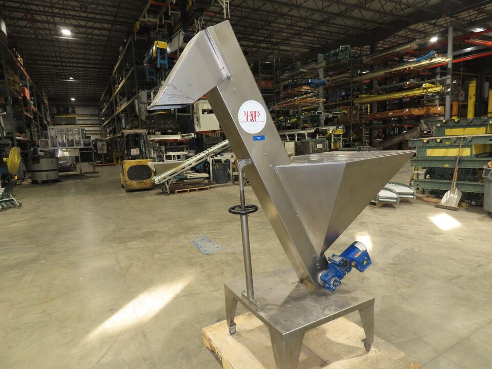 Marin G&C Bottle Cap Elevator Stainless Hopper 8" Incline Conveyor 2-15 FPM 480V