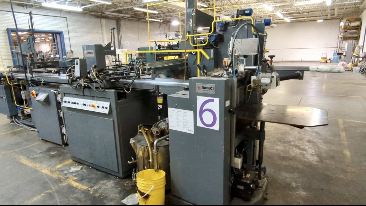 Emmeci MC 92 HSB (DX) Fully Automatic Rigid Box Line, Right-Hand Wrapper Discharge