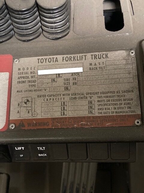 4,900 lbs. Toyota High-Capacity Adjustable Forklift