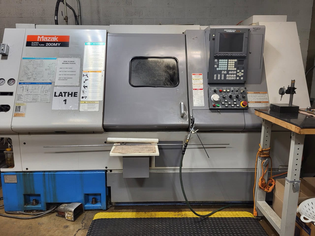 Mazak Super Quick Turn 200MY Multi-Axis CNC Lathe, 1999 - Fusion 640 Control, Y Axis, Live Tooling, Bar Feeder, Parts Catcher