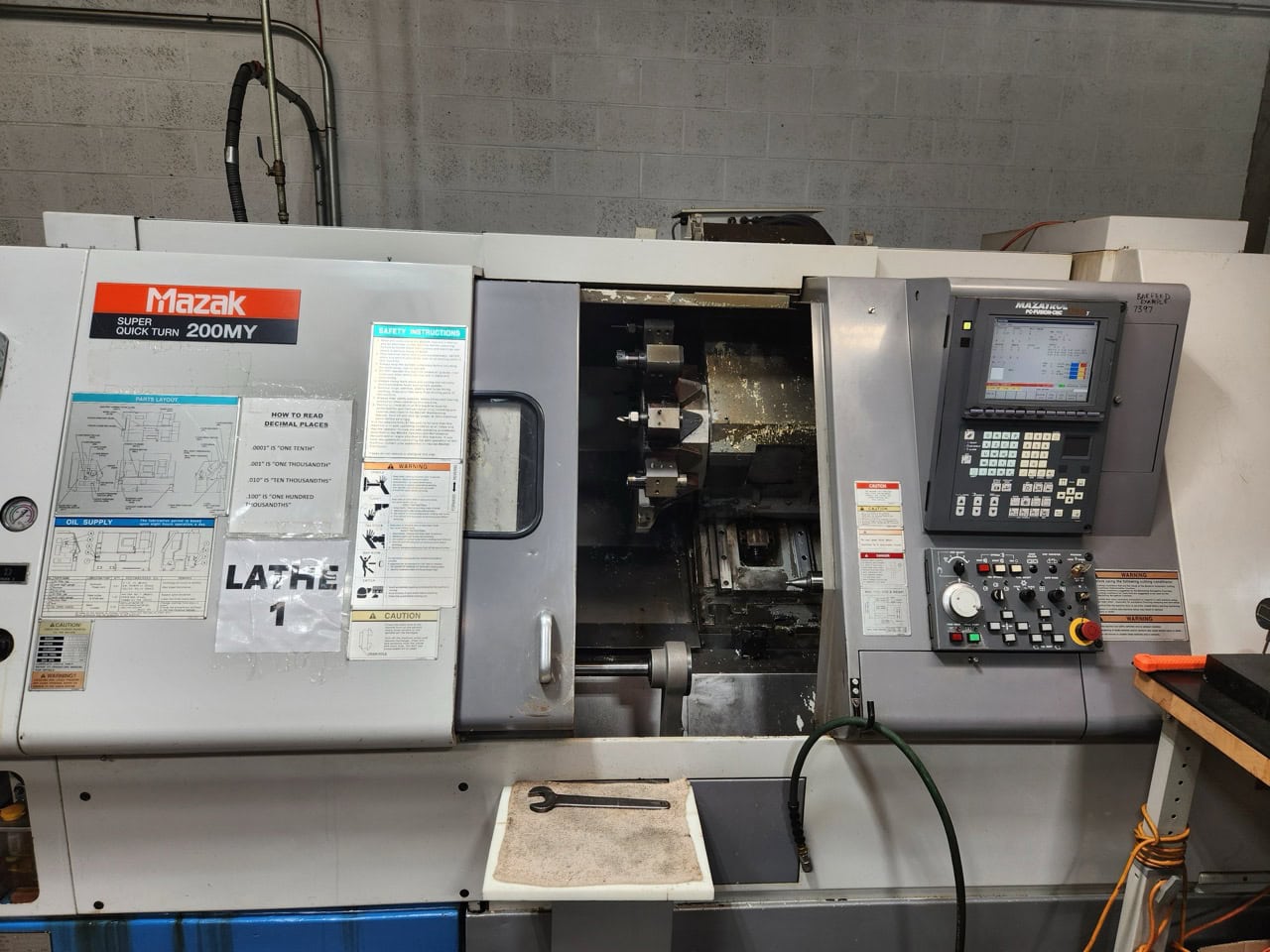 Mazak Super Quick Turn 200MY Multi-Axis CNC Lathe, 1999 - Fusion 640 Control, Y Axis, Live Tooling, Bar Feeder, Parts Catcher - Image 2