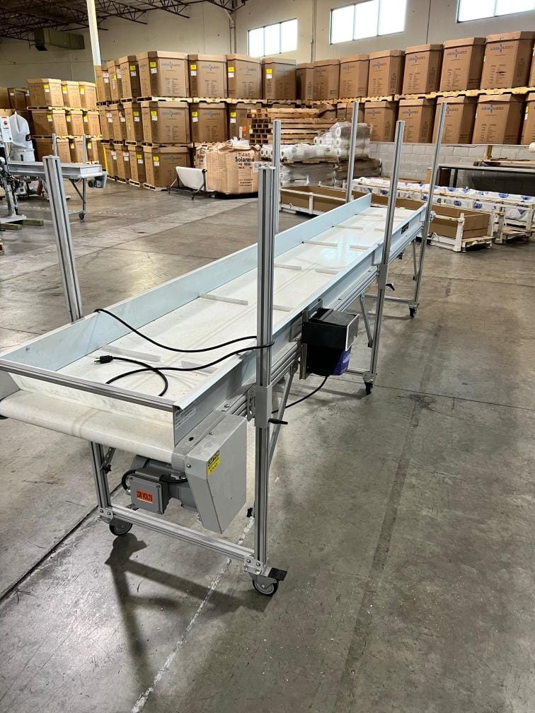 (3) 15' x 2.5' Cleated Belt Incline Conveyor