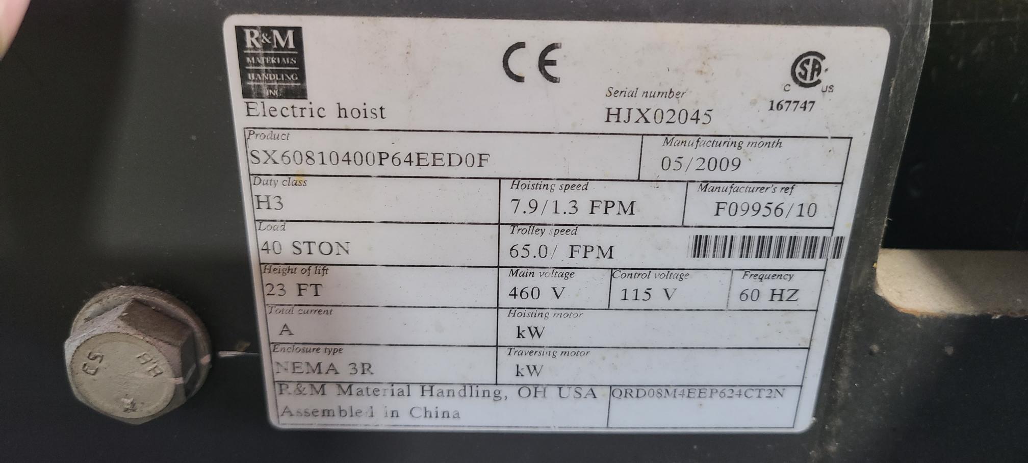 Dual 40 Ton Dearborn Overhead Crane
