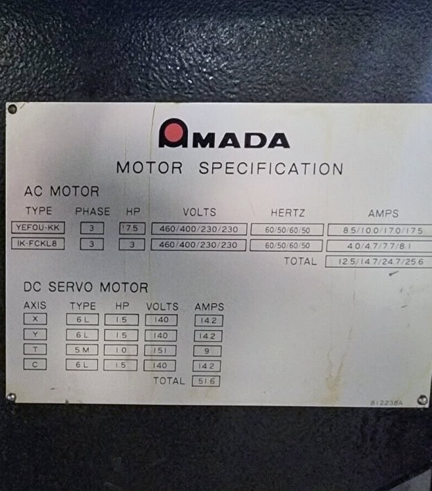 20 Ton Amada Pega 244 CNC Turret Punch Press