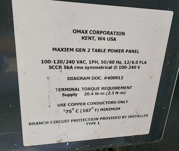 5'x10' Omax Maxiem 1530 CNC WaterJet