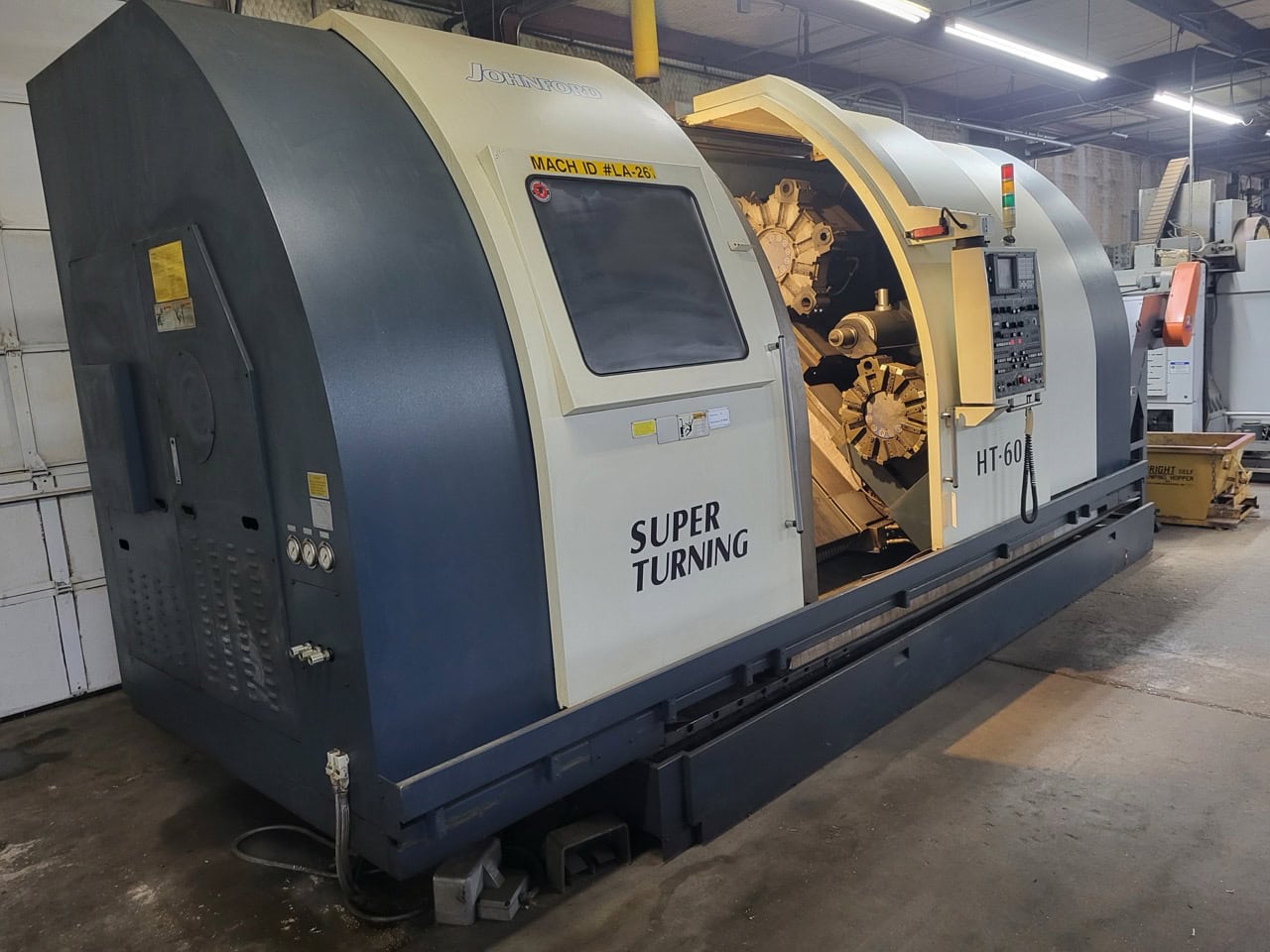 JOHNFORD HT-60-2D CNC Lathe, 2004 - Twin Turret, Chip Conveyor, Programable Tailstock, 24" Chuck - Image 5