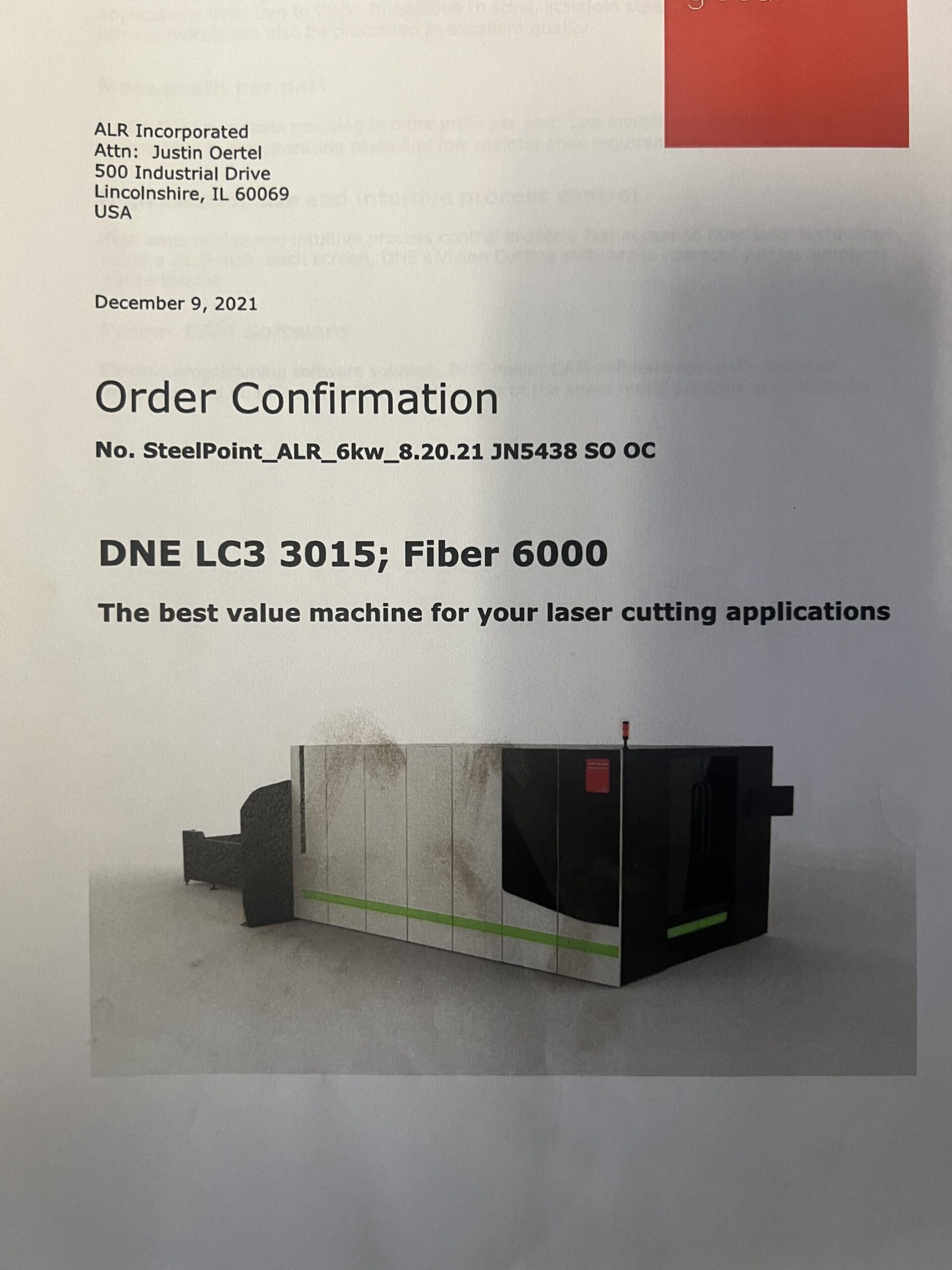 6000 Watt DNE (Bystronic) LC3 3015 Fiber Laser, 2021 - 5'x10' Table, TD Dust Collector - Image 5