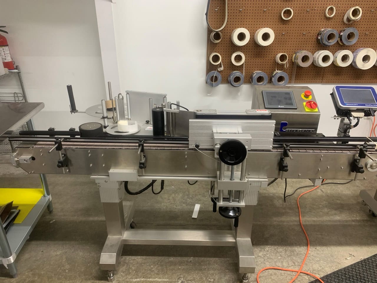 Pack Leader PL-501 Wrap Around Label Applicator and Pack Leader PL-221 Top and Bottom Label Applicator with (2) Videojet 6330 Thermal Printers and Straight Shooter Feeder R-12, 2022 - Image 2
