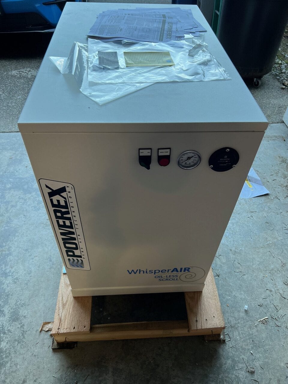 3 HP Powerex SES130862 13-Gallon Oil-Less Enclosed Scroll Air Compressor - Never Used
