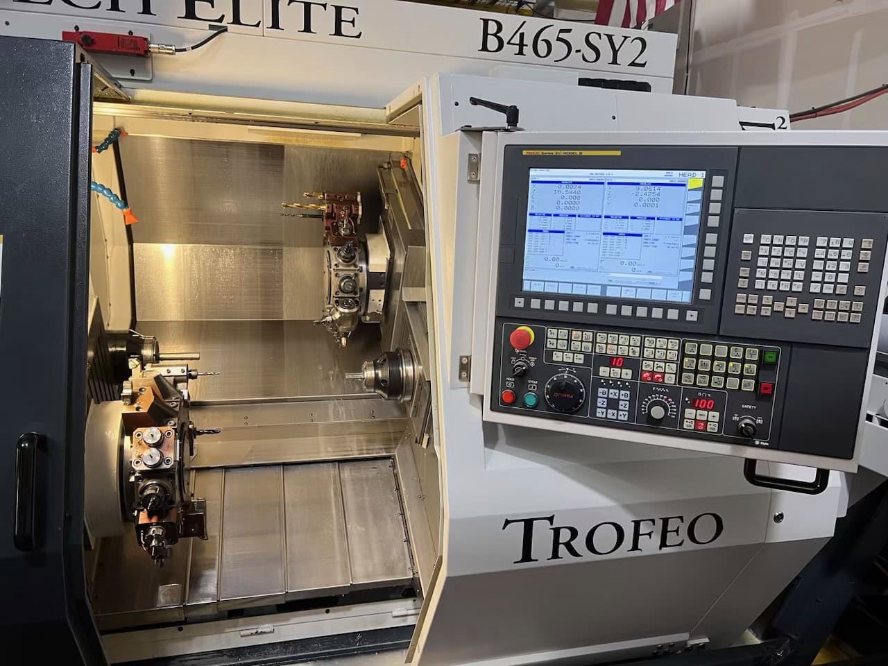 Eurotech Elite B465-SY2 Trofeo CNC Lathe, 2021 - Patriot Barfeeder, LNS Magnetic Chip Conveyor, Mist Collector - Image 2
