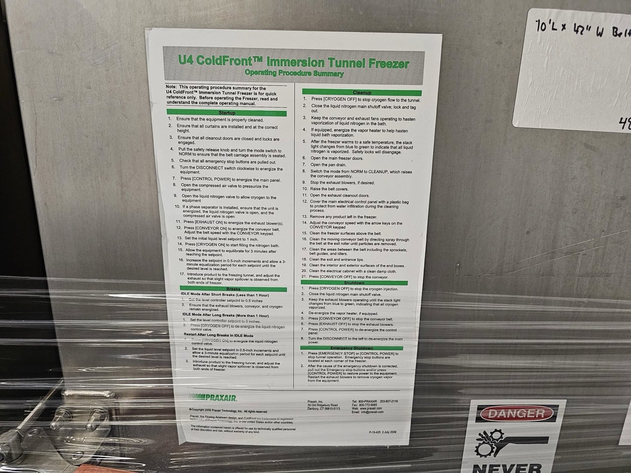 Praxair U4 Coldfront Immersion Tunnel Freezer, 2016 - Image 4