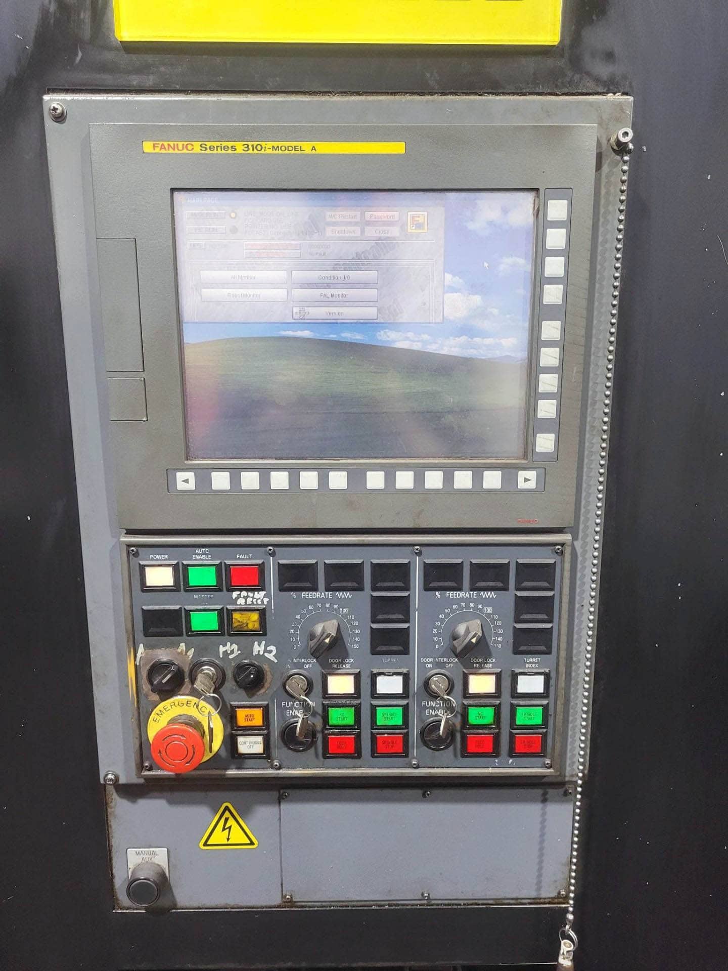 FUJI TNW-35TR 6-AXIS TWIN SPINDLE LIVE TOOL LATHE W/ GANTRY LOADER, 2007- Twin Turrets, 8" Chucks x2 - Image 2