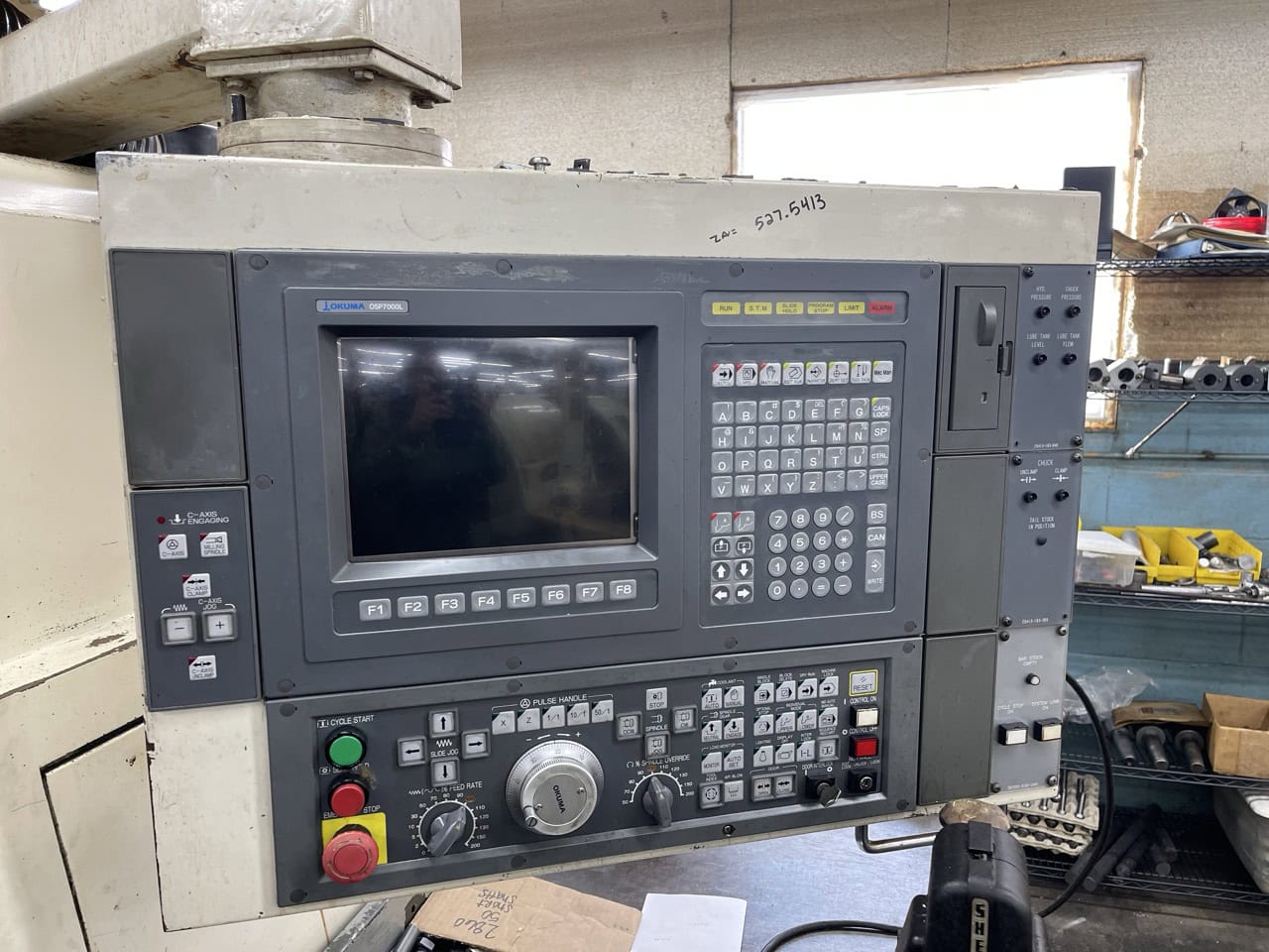 Okuma LU-15 CNC Lathe, 2000 - Live Tooling, Dual Turrets, Tooling Included, Chip Conveyor - Image 3