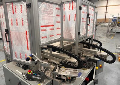 rotary feed station enclosure including 3 fanuc scara robot model sr-6ia equipment for microgem