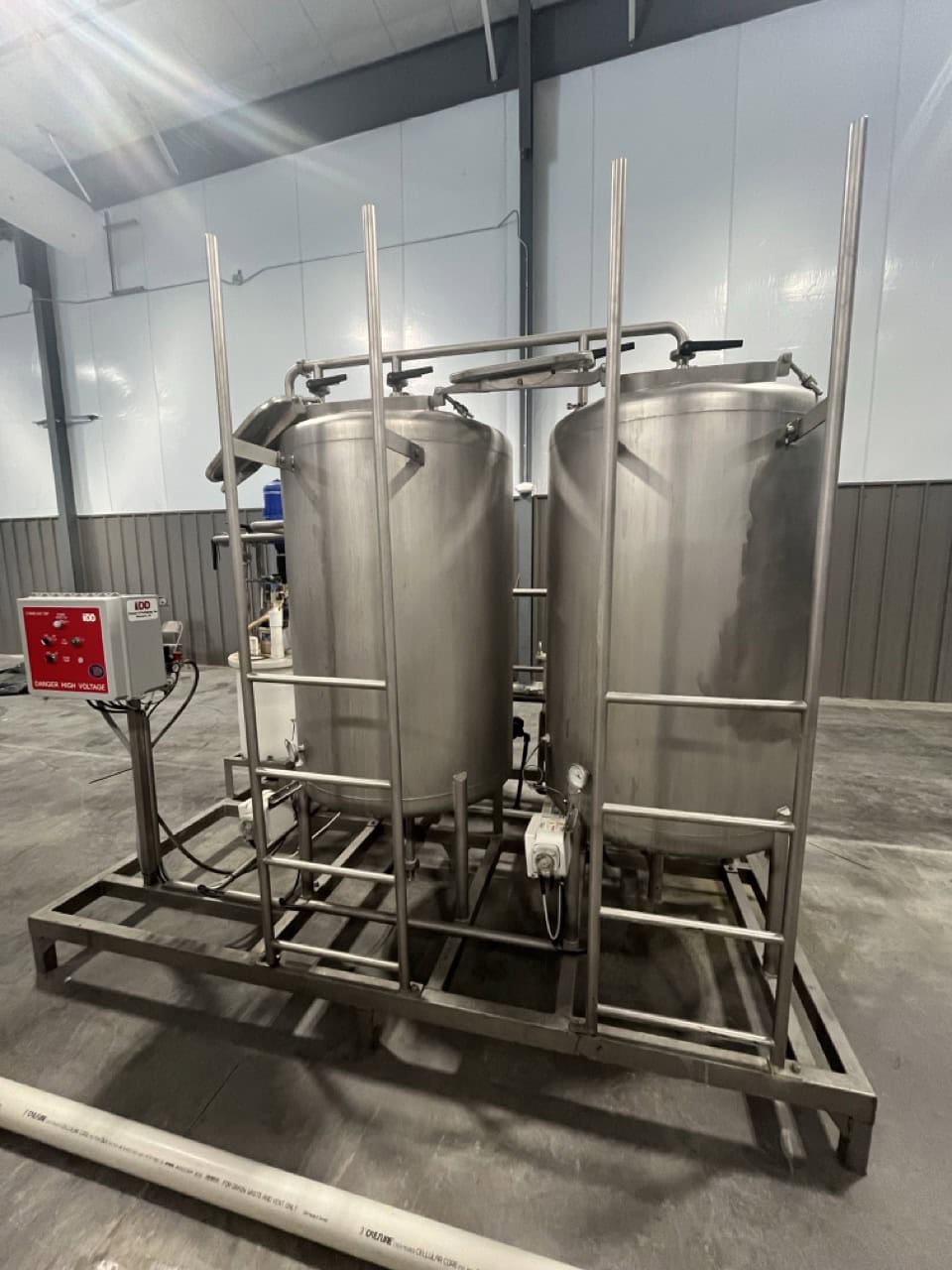 500 Gallon Stainless Steel IDD Dual Tank CIP Skid