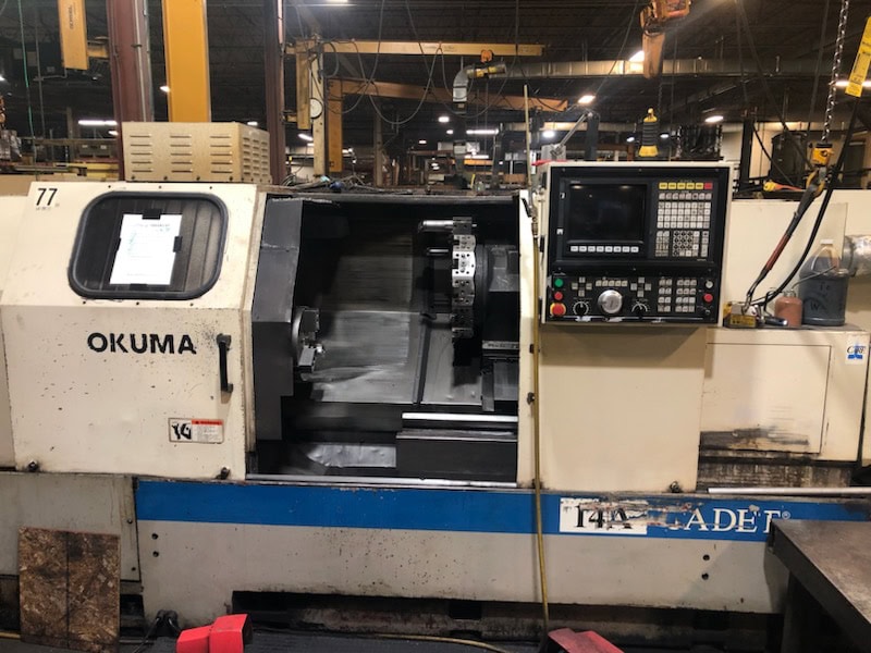Okuma L1420 CNC Lathe, 1995 - Tailstock, Chip Conveyor